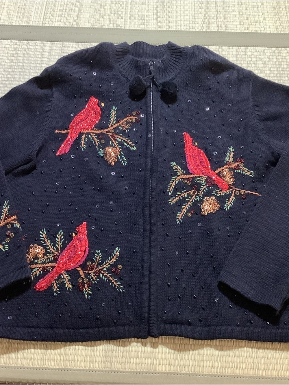 Heirloom Collectibles Christmas Collection 2004 Sweater Cardinals Beaded Sequins